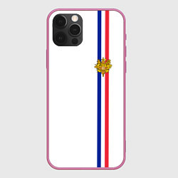Чехол для iPhone 12 Pro Max Франция: лента с гербом, цвет: 3D-малиновый