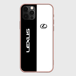 Чехол для iPhone 12 Pro Max Lexus: Black & White, цвет: 3D-светло-розовый