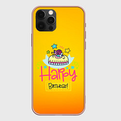 Чехол для iPhone 12 Pro Max Happy Birthday, цвет: 3D-светло-розовый
