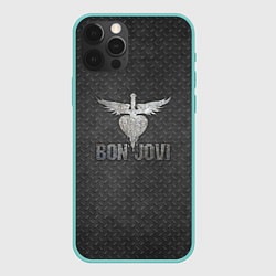 Чехол для iPhone 12 Pro Max Bon Jovi: Metallic Style, цвет: 3D-мятный