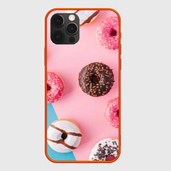 Чехол для iPhone 12 Pro Max Сладкие пончики, цвет: 3D-красный