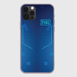 Чехол для iPhone 12 Pro Max PUBG: Blue Hexagons, цвет: 3D-серый