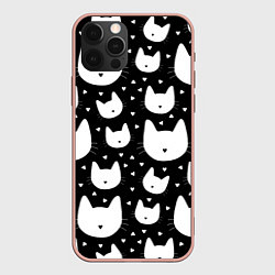 Чехол для iPhone 12 Pro Max Love Cats Pattern, цвет: 3D-светло-розовый