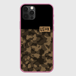 Чехол для iPhone 12 Pro Max USYK Camo, цвет: 3D-малиновый