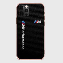 Чехол для iPhone 12 Pro Max BMW M PERFORMANCE CARBON КАРБОН, цвет: 3D-светло-розовый