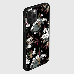 Чехол для iPhone 12 Pro Max Белые цветы в темноте, цвет: 3D-черный — фото 2