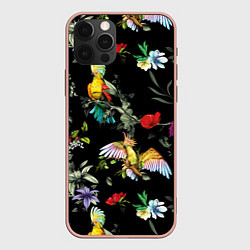 Чехол для iPhone 12 Pro Max Попугаи, цвет: 3D-светло-розовый