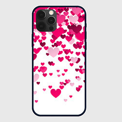 Чехол для iPhone 12 Pro Max Сердца розовые падают, цвет: 3D-черный