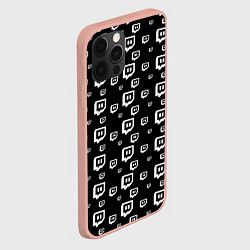 Чехол для iPhone 12 Pro Max Twitch: Black Pattern, цвет: 3D-светло-розовый — фото 2