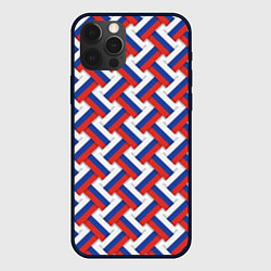 Чехол для iPhone 12 Pro Max Российский триколор плетёнка, цвет: 3D-черный