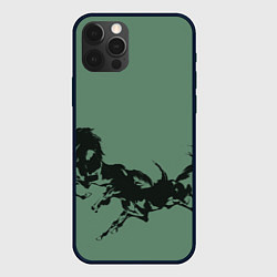 Чехол для iPhone 12 Pro Max Черные кони, цвет: 3D-черный