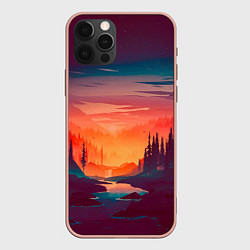 Чехол для iPhone 12 Pro Max Minimal forest sunset, цвет: 3D-светло-розовый
