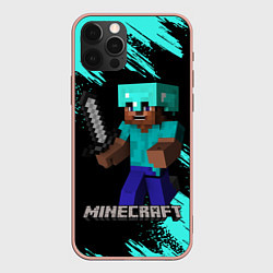 Чехол для iPhone 12 Pro Max MINECRAFT, цвет: 3D-светло-розовый