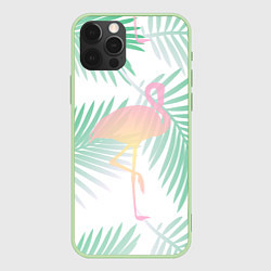 Чехол для iPhone 12 Pro Max Фламинго в джунглях, цвет: 3D-салатовый