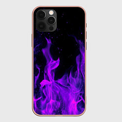 Чехол для iPhone 12 Pro Max ФИОЛЕТОВЫЙ ОГОНЬ, цвет: 3D-светло-розовый
