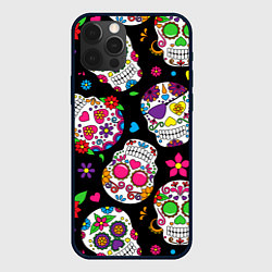 Чехол для iPhone 12 Pro Max Шальные черепа, цвет: 3D-черный
