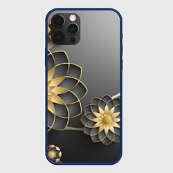 Чехол для iPhone 12 Pro Max 3D цветы, цвет: 3D-тёмно-синий