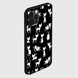 Чехол для iPhone 12 Pro Max КОШКИ БЕЛОЕ НА ЧЕРНОМ, цвет: 3D-черный — фото 2