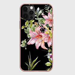 Чехол для iPhone 12 Pro Max Букет лилий, цвет: 3D-светло-розовый