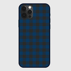 Чехол для iPhone 12 Pro Max Темно синяя Клетка, цвет: 3D-черный