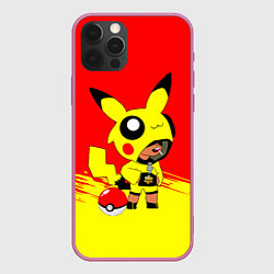 Чехол для iPhone 12 Pro Max Brawl starsLeon pikachu, цвет: 3D-малиновый