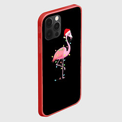 Чехол для iPhone 12 Pro Max Новогодний Фламинго, цвет: 3D-красный — фото 2