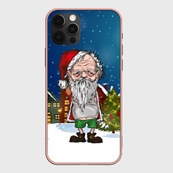 Чехол для iPhone 12 Pro Max Уставший Санта, цвет: 3D-светло-розовый