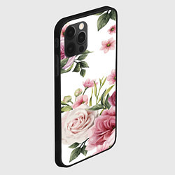 Чехол для iPhone 12 Pro Max Розовые розы, цвет: 3D-черный — фото 2