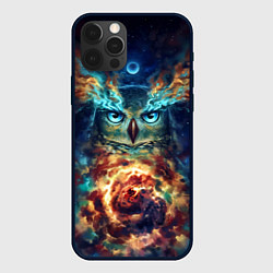 Чехол для iPhone 12 Pro Max Сова Космос, цвет: 3D-черный