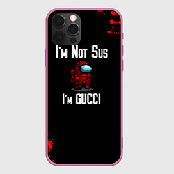 Чехол для iPhone 12 Pro Max Among Us Gucci, цвет: 3D-малиновый