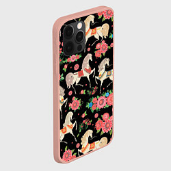 Чехол для iPhone 12 Pro Max Лошади и цветы, цвет: 3D-светло-розовый — фото 2