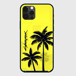 Чехол для iPhone 12 Pro Max Cyberpunk 2077 - Пальмы, цвет: 3D-черный