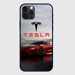Чехол для iPhone 12 Pro Max Tesla Roadster, цвет: 3D-черный