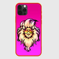 Чехол для iPhone 12 Pro Max Модный лев в очках, цвет: 3D-красный