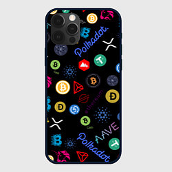 Чехол для iPhone 12 Pro Max BITCOIN PATTERN БИТКОИН Z, цвет: 3D-черный