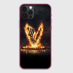Чехол для iPhone 12 Pro Max Викинги Vikings спина Z, цвет: 3D-малиновый