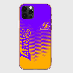 Чехол для iPhone 12 Pro Max LOS ANGELES LAKERS ЛЕЙКЕРС, цвет: 3D-светло-розовый