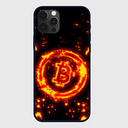 Чехол для iPhone 12 Pro Max BITCOIN БИТКОИН ОГОНЬ, цвет: 3D-черный