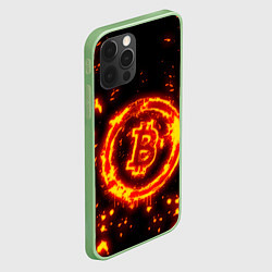 Чехол для iPhone 12 Pro Max BITCOIN БИТКОИН ОГОНЬ, цвет: 3D-салатовый — фото 2