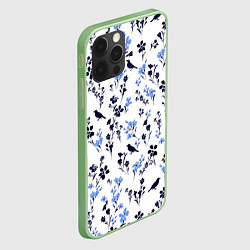 Чехол для iPhone 12 Pro Max Цветы и птицы, цвет: 3D-салатовый — фото 2