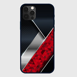 Чехол для iPhone 12 Pro Max 3D BLACK AND RED METAL, цвет: 3D-черный