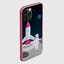 Чехол для iPhone 12 Pro Max Астронавт покоряет космос, цвет: 3D-малиновый — фото 2
