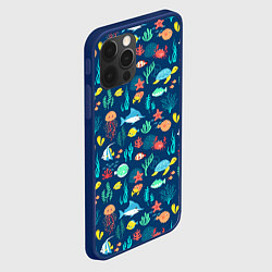Чехол для iPhone 12 Pro Max Морские жители, цвет: 3D-тёмно-синий — фото 2