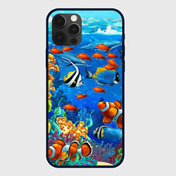 Чехол для iPhone 12 Pro Max Коралловые рыбки, цвет: 3D-черный