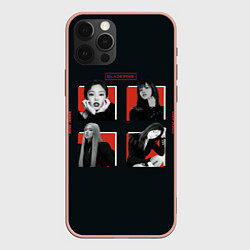 Чехол для iPhone 12 Pro Max BLACKPINK Red and black, цвет: 3D-светло-розовый