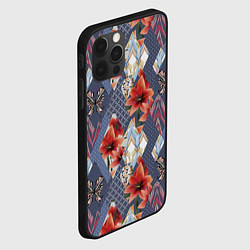 Чехол для iPhone 12 Pro Max Оранжево-серый пэчворк, цвет: 3D-черный — фото 2