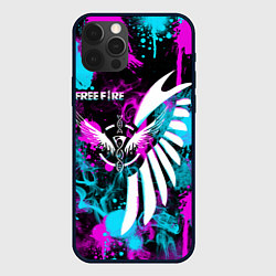 Чехол для iPhone 12 Pro Max FREE FIRE NEON, цвет: 3D-черный