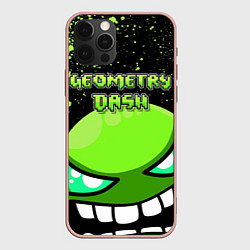 Чехол для iPhone 12 Pro Max Geometry Dash Green, цвет: 3D-светло-розовый