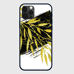 Чехол iPhone 12 Pro Max Абстракция с золотыми листьями