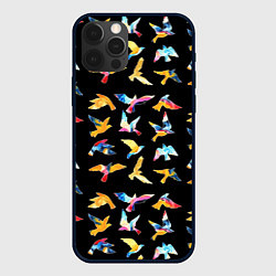 Чехол для iPhone 12 Pro Max Акварельные птица, цвет: 3D-черный